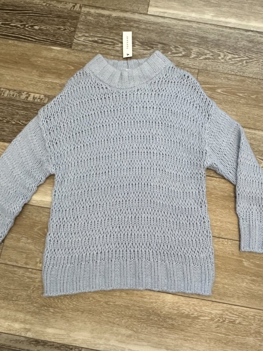 NWT TopShop Sz M 8-10 Beautiful Baby Blue Crochet Sweater Chunky Airy